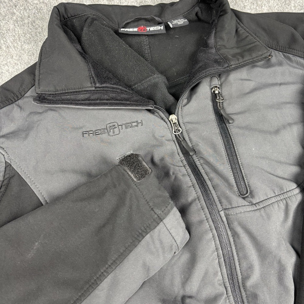 Free Tech Jacket Mens Medium Full Zip Soft shell Black Fleece Lined Coat Outdoor